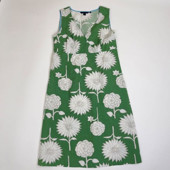 Boden Dresses & Skirts - Boden Size 14L Green White Floral Print Sleeveless V-neck Dress